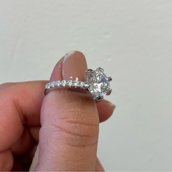 2.00ct 6 Prong Round Diamond CZ Engagement Ring Sterling Silver - Picture 14 of 15